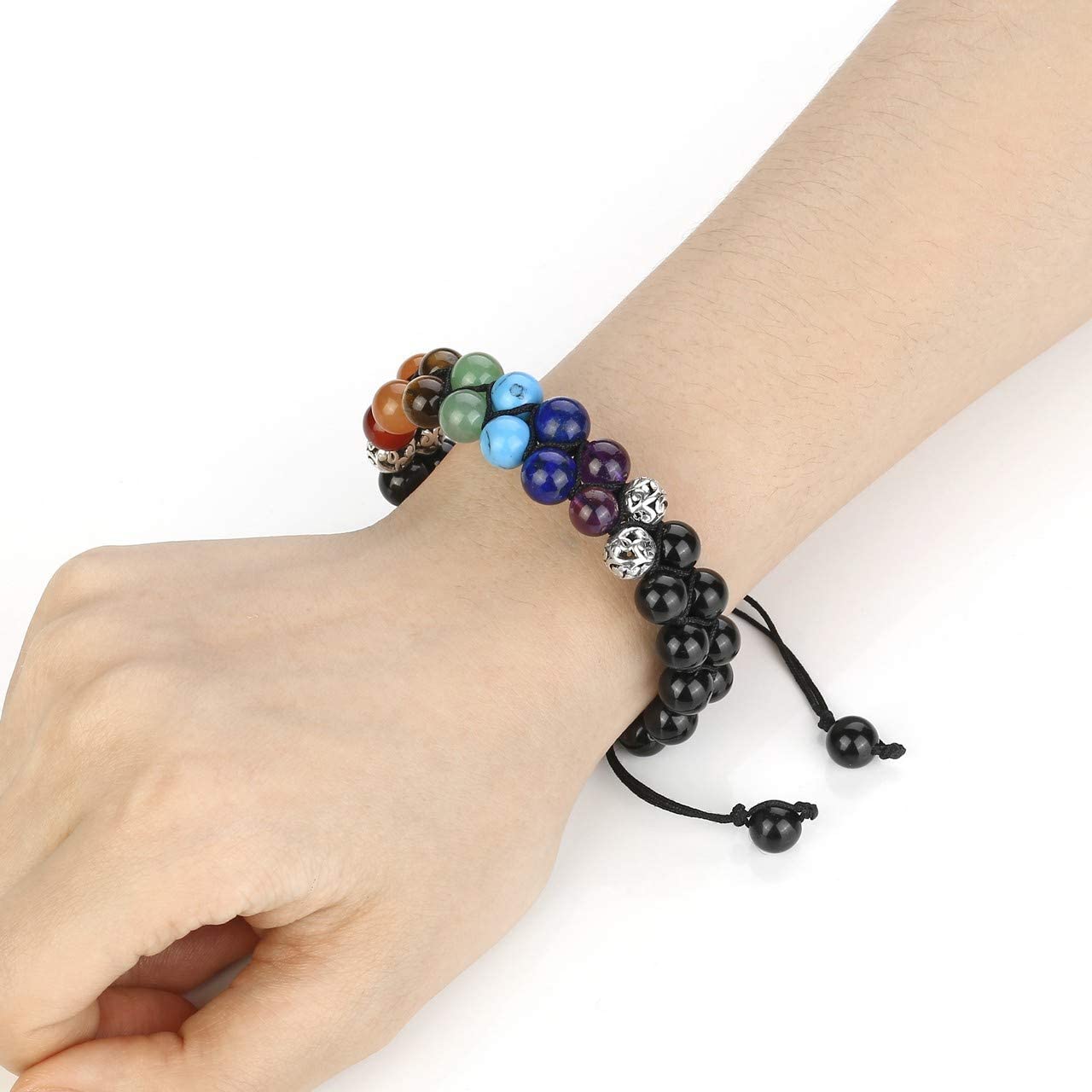 Top Plaza Bead Chakra Bracelet 7 Chakras Healing Crystals Bracelet Yoga Stone Beads Bracelets Meditation Relax Anxiety Bangle for Womens Mens - Image 2